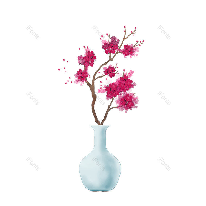 中国风图片,梅花元素,花瓶PNG,免抠素材